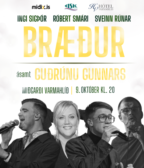 Bræður ásamt Guðrúnu Gunnars 